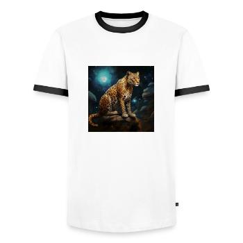LEOPARD - T-shirt contrasté Homme - blanc/noir - Devant - AI Model Female 172 light (172cm) & AI Model Male 178 dark (178cm)