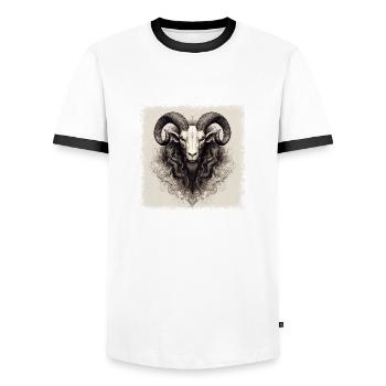 Geek Gift Idea Citation Animal Design Troupeau de moutons - T-shirt contrasté Homme - blanc/noir - Devant - AI Model Female 172 light (172cm) & AI Model Male 178 dark (178cm)