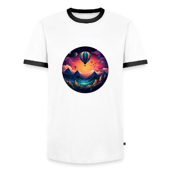Retro adventures full of life: Your unique R - Men's Ringer Shirt - white/black - Front - AI Model Female 172 light (172cm) & AI Model Male 178 dark (178cm)