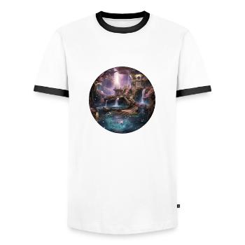 Enveloping star spells - Men's Ringer Shirt - white/black - Front - AI Model Female 172 light (172cm) & AI Model Male 178 dark (178cm)