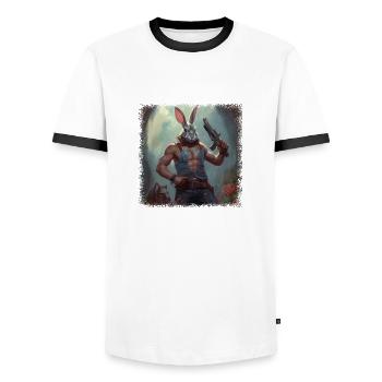 easter 2022 easter for men funny lapin bear brown - Männer Kontrast-T-Shirt - Weiß/Schwarz - Vorne - AI Model Female 172 light (172cm) & AI Model Male 178 dark (178cm)