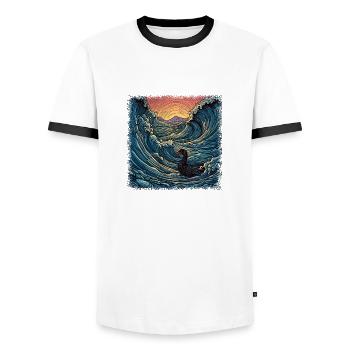 bow hunting romantic bathing 8 bit duck bathtube - Men's Ringer Shirt - white/black - Front - AI Model Female 172 light (172cm) & AI Model Male 178 dark (178cm)