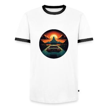Retro classic cars in nature - Men's Ringer Shirt - white/black - Front - AI Model Female 172 light (172cm) & AI Model Male 178 dark (178cm)