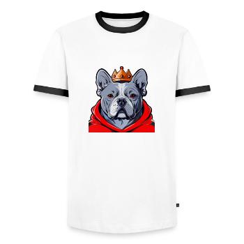 dog king 4 - Männer Kontrast-T-Shirt - Weiß/Schwarz - Vorne - AI Model Female 172 light (172cm) & AI Model Male 178 dark (178cm)