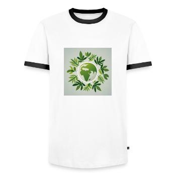 Nachhaltige Welt - Männer Kontrast-T-Shirt - Weiß/Schwarz - Vorne - AI Model Female 172 light (172cm) & AI Model Male 178 dark (178cm)