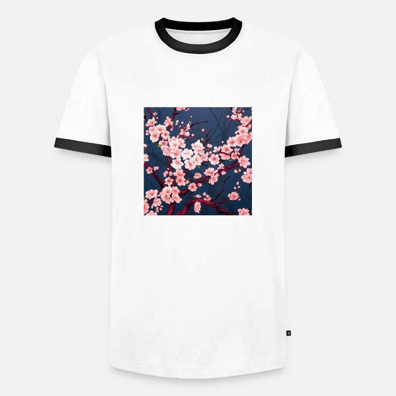 Cherry blossoms always go - Men's Ringer Shirt - white/black