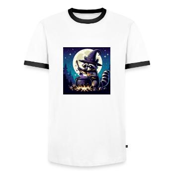 Raccoon Halloween - Men's Ringer Shirt - white/black - Front - AI Model Female 172 light (172cm) & AI Model Male 178 dark (178cm)
