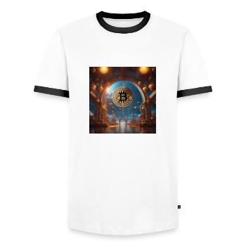 Bitcoin - Männer Kontrast-T-Shirt - Weiß/Schwarz - Vorne - AI Model Female 172 light (172cm) & AI Model Male 178 dark (178cm)
