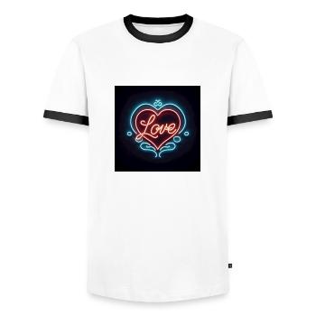 Neon Herz - Männer Kontrast-T-Shirt - Weiß/Schwarz - Vorne - AI Model Female 172 light (172cm) & AI Model Male 178 dark (178cm)