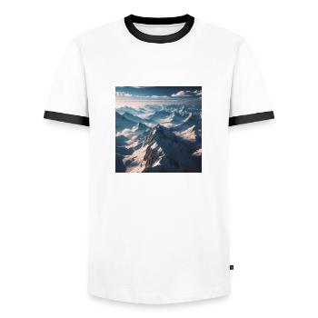 Paysage de montagne au-dessus des nuages - T-shirt contrasté Homme - blanc/noir - Devant - AI Model Female 172 light (172cm) & AI Model Male 178 dark (178cm)