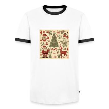 Winter Design - Men's Ringer Shirt - white/black - Front - AI Model Female 172 light (172cm) & AI Model Male 178 dark (178cm)