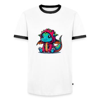 Babydrachen mit Hoddie - Männer Kontrast-T-Shirt - Weiß/Schwarz - Vorne - AI Model Female 172 light (172cm) & AI Model Male 178 dark (178cm)