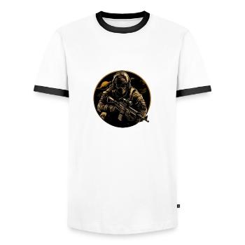 Logo du soldat des forces spéciales - T-shirt contrasté Homme - blanc/noir - Devant - AI Model Female 172 light (172cm) & AI Model Male 178 dark (178cm)