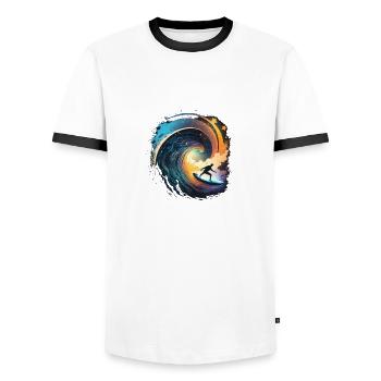 Surfen - Männer Kontrast-T-Shirt - Weiß/Schwarz - Vorne - AI Model Female 172 light (172cm) & AI Model Male 178 dark (178cm)