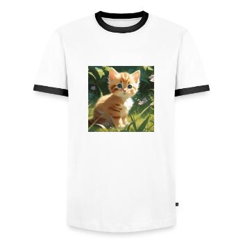 Baby kitten. - Men's Ringer Shirt - white/black - Front - AI Model Female 172 light (172cm) & AI Model Male 178 dark (178cm)