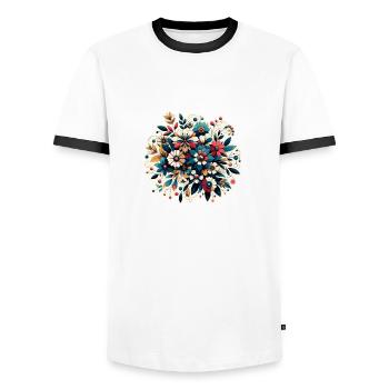 Boquet de fleurs - T-shirt contrasté Homme - blanc/noir - Devant - AI Model Female 172 light (172cm) & AI Model Male 178 dark (178cm)