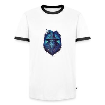 wizard - Men's Ringer Shirt - white/black - Front - AI Model Female 172 light (172cm) & AI Model Male 178 dark (178cm)