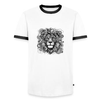 Lion steampunk - T-shirt contrasté Homme - blanc/noir - Devant - AI Model Female 172 light (172cm) & AI Model Male 178 dark (178cm)