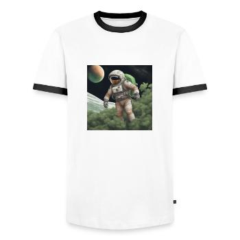 Astronaut - Men's Ringer Shirt - white/black - Front - AI Model Female 172 light (172cm) & AI Model Male 178 dark (178cm)