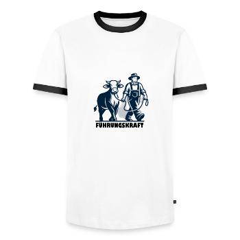 Führungskraft, lustiges Shirt mit Aussage - Männer Kontrast-T-Shirt - Weiß/Schwarz - Vorne - AI Model Female 172 light (172cm) & AI Model Male 178 dark (178cm)