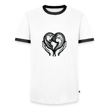 World with Hands - Men's Ringer Shirt - white/black - Front - AI Model Female 172 light (172cm) & AI Model Male 178 dark (178cm)