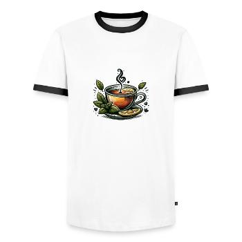 Tee - Männer Kontrast-T-Shirt - Weiß/Schwarz - Vorne - AI Model Female 172 light (172cm) & AI Model Male 178 dark (178cm)