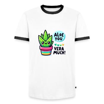 Aloe you vera much - Men's Ringer Shirt - white/black - Front - AI Model Female 172 light (172cm) & AI Model Male 178 dark (178cm)