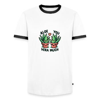 Aloe you vera much - Men's Ringer Shirt - white/black - Front - AI Model Female 172 light (172cm) & AI Model Male 178 dark (178cm)