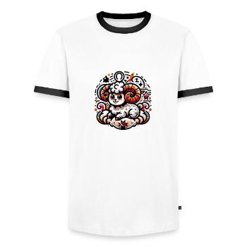 Widder - Männer Kontrast-T-Shirt - Weiß/Schwarz - Vorne - AI Model Female 172 light (172cm) & AI Model Male 178 dark (178cm)