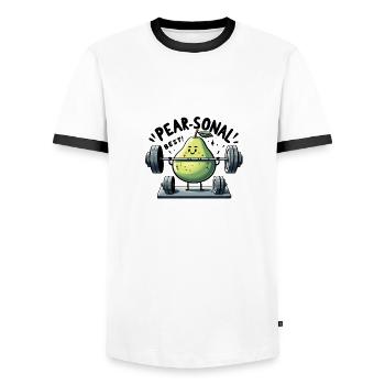 Pear-Sonal Best - T-shirt contrasté Homme - blanc/noir - Devant - AI Model Female 172 light (172cm) & AI Model Male 178 dark (178cm)
