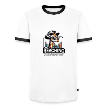 Reaching new Heights - Men's Ringer Shirt - white/black - Front - AI Model Female 172 light (172cm) & AI Model Male 178 dark (178cm)