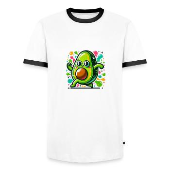 Tanzende Avocado - Männer Kontrast-T-Shirt - Weiß/Schwarz - Vorne - AI Model Female 172 light (172cm) & AI Model Male 178 dark (178cm)