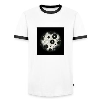 Cosmic Dance - Männer Kontrast-T-Shirt - Weiß/Schwarz - Vorne - AI Model Female 172 light (172cm) & AI Model Male 178 dark (178cm)