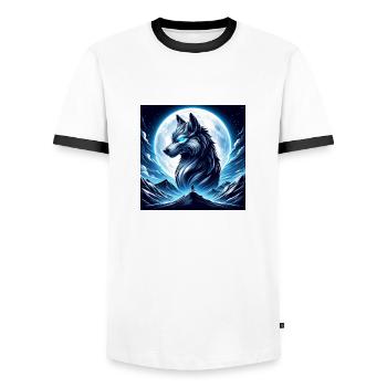 Wolf - Männer Kontrast-T-Shirt - Weiß/Schwarz - Vorne - AI Model Female 172 light (172cm) & AI Model Male 178 dark (178cm)