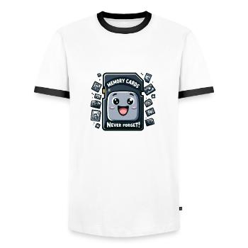 Memory Cards never Forget - Men's Ringer Shirt - white/black - Front - AI Model Female 172 light (172cm) & AI Model Male 178 dark (178cm)