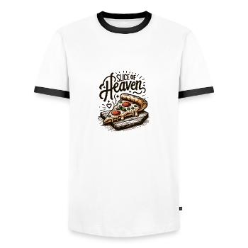 Tranche de paradis - T-shirt contrasté Homme - blanc/noir - Devant - AI Model Female 172 light (172cm) & AI Model Male 178 dark (178cm)