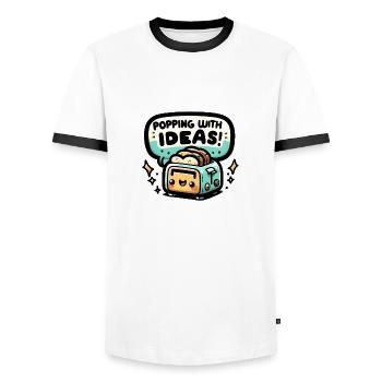 Popping With Ideas - Männer Kontrast-T-Shirt - Weiß/Schwarz - Vorne - AI Model Female 172 light (172cm) & AI Model Male 178 dark (178cm)