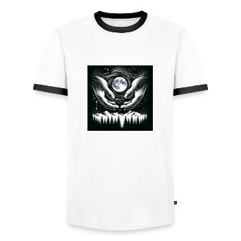 Harmony in Moonlight - Männer Kontrast-T-Shirt - Weiß/Schwarz - Vorne - AI Model Female 172 light (172cm) & AI Model Male 178 dark (178cm)