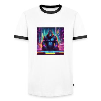 Gorilla - Männer Kontrast-T-Shirt - Weiß/Schwarz - Vorne - AI Model Female 172 light (172cm) & AI Model Male 178 dark (178cm)