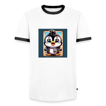 Penguins - Men's Ringer Shirt - white/black - Front - AI Model Female 172 light (172cm) & AI Model Male 178 dark (178cm)
