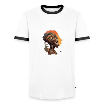 Mama Africa - T-shirt contrasté Homme - blanc/noir - Devant - AI Model Female 172 light (172cm) & AI Model Male 178 dark (178cm)