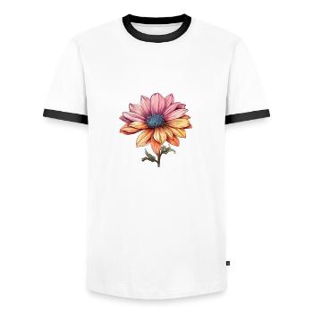 Belle fleur avec un accent rouge et jaune - T-shirt contrasté Homme - blanc/noir - Devant - AI Model Female 172 light (172cm) & AI Model Male 178 dark (178cm)