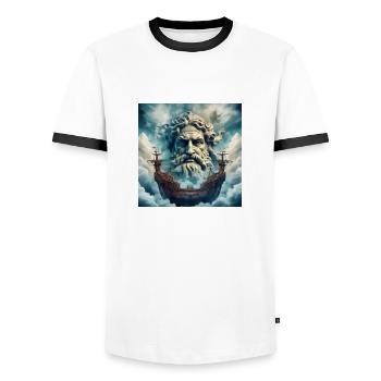 Poséidon - T-shirt contrasté Homme - blanc/noir - Devant - AI Model Female 172 light (172cm) & AI Model Male 178 dark (178cm)