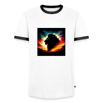 Silhouette Lion - T-shirt contrasté Homme - blanc/noir - Devant - AI Model Female 172 light (172cm) & AI Model Male 178 dark (178cm)