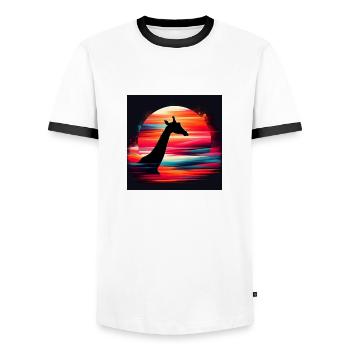 Silhouette Girafe - T-shirt contrasté Homme - blanc/noir - Devant - AI Model Female 172 light (172cm) & AI Model Male 178 dark (178cm)