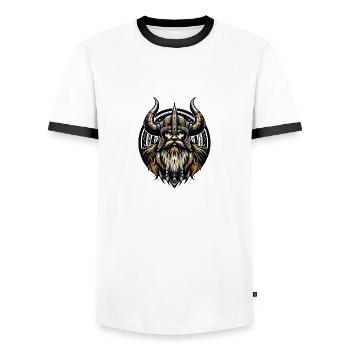 Viking Valor - Men's Ringer Shirt - white/black - Front - AI Model Female 172 light (172cm) & AI Model Male 178 dark (178cm)
