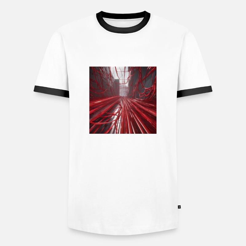 Rote Kabel - Männer Kontrast-T-Shirt - Weiß/Schwarz