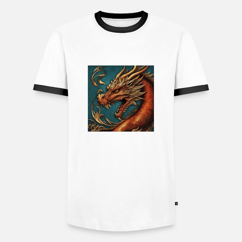 Drache - Männer Kontrast-T-Shirt - Weiß/Schwarz