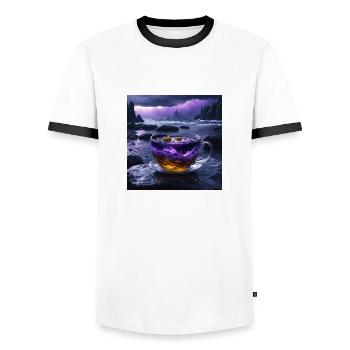 Storm in a teacup - Men's Ringer Shirt - white/black - Front - AI Model Female 172 light (172cm) & AI Model Male 178 dark (178cm)
