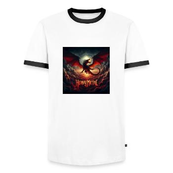 Heavy Metal Dragon - Men's Ringer Shirt - white/black - Front - AI Model Female 172 light (172cm) & AI Model Male 178 dark (178cm)